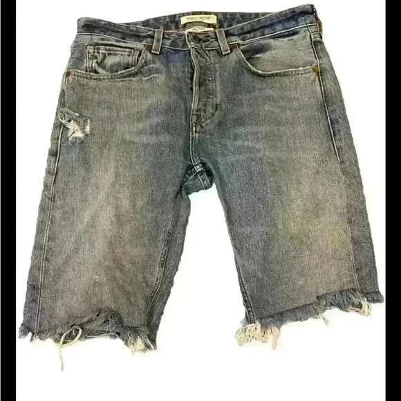 Levi’s Made & Crafted Ultra High Rise Jean Shorts Distressed Raw Frayed Hem 32 - Picture 1 of 5